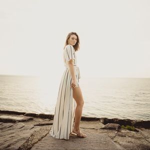 Striped maxi romper